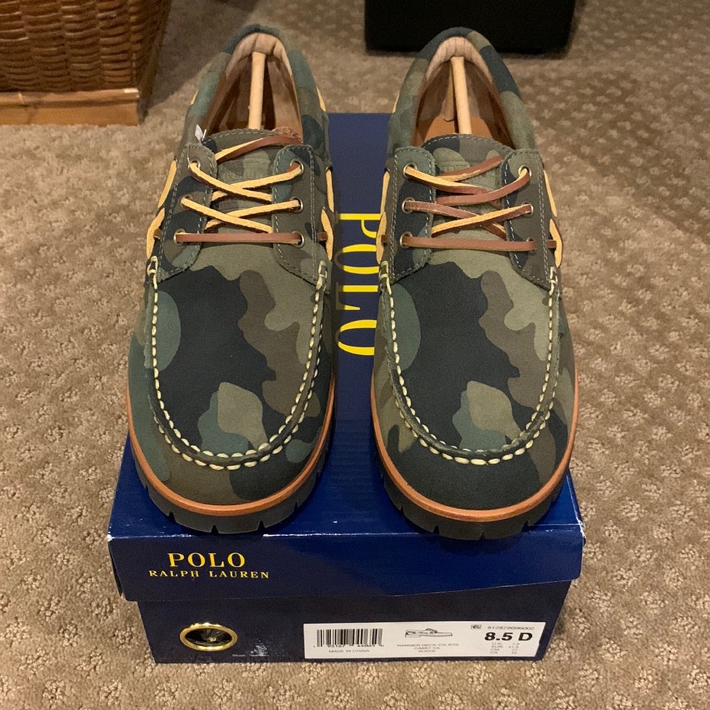 Men’s Polo Ralph Lauren Ranger Deck” Camo Suede Loafer NWT NIB Size 8.5W - Picture 7 of 15